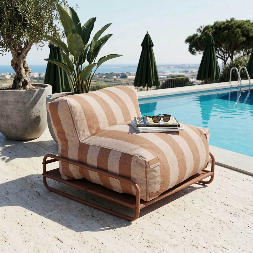 Mixi - Chauffeuse terracotta rayée avec structure Oviala