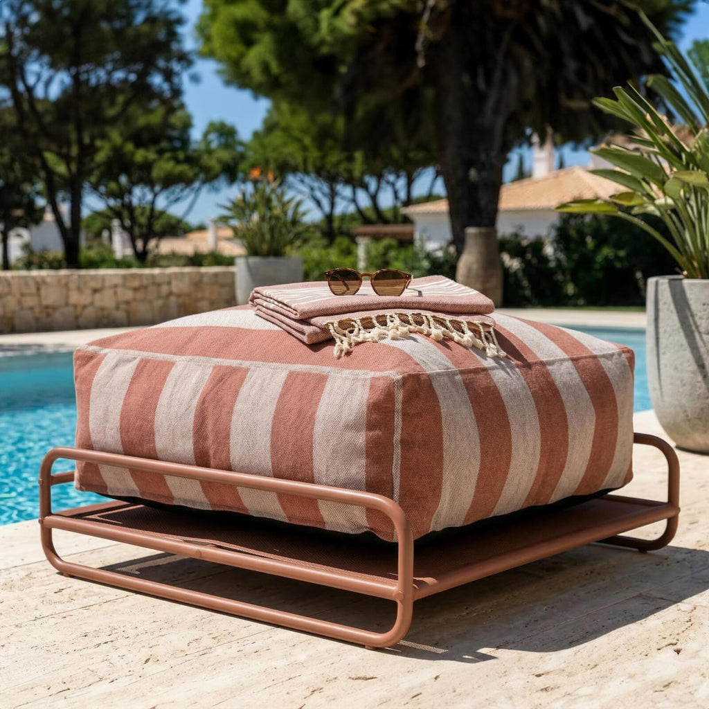 Mixi - Pouf rayé modulable avec structure Oviala